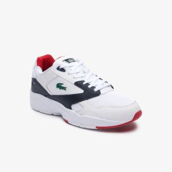 Lacoste Storm 96 LO Mesh and Leather rubber crocodile Sneakers Pánské - Tenisky Bílé / Tmavě Blankyt